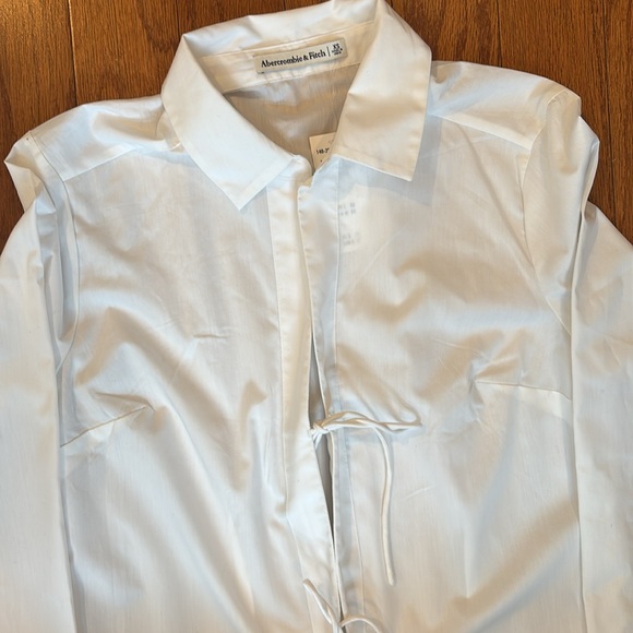 A&F Long-Sleeve Poplin Tie-Front Shirt XS - Picture 3 of 7